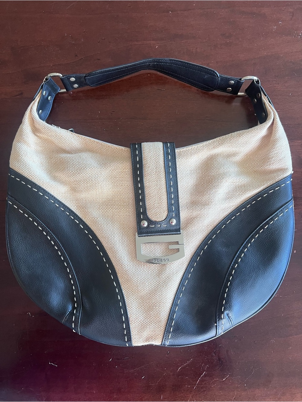 Guess Y2K Canvas and Black Hobo Shoulder Bag